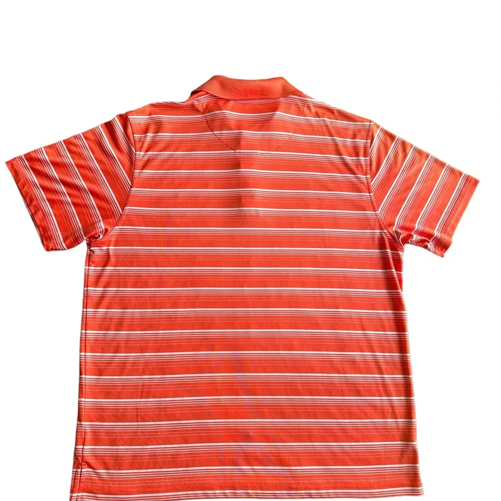 PGA Tours Golf Polo Shirt Mens Orange Striped‎ Tour Performance Size  XXL